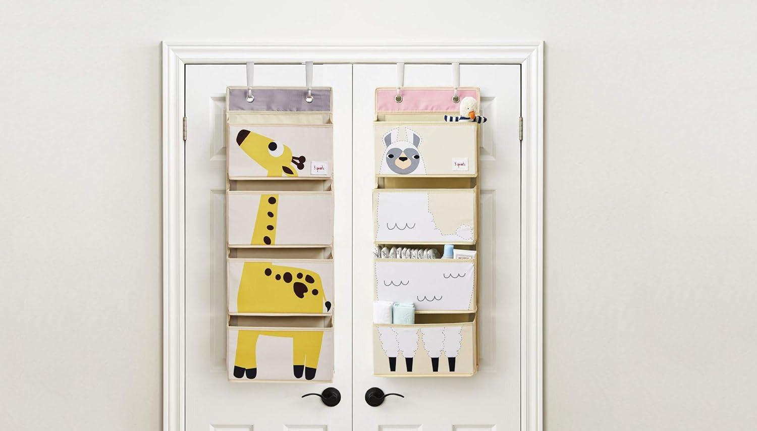 Llama Beige and White Hanging Wall Organizer with Hooks