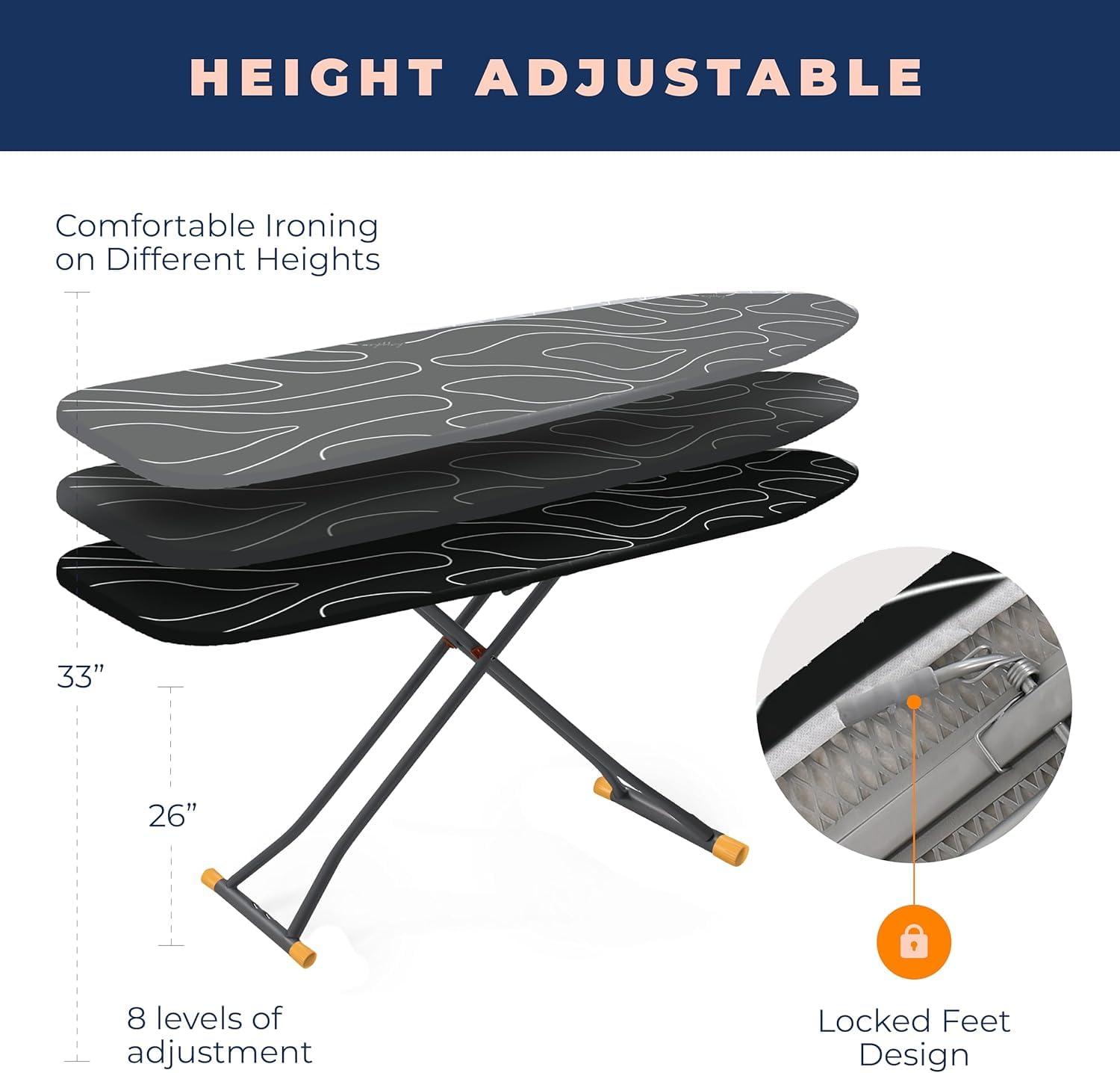 happhom 12 x 30 Tabletop Ironing Board Cover with Elasticized Edges, Fits Small, Table Top and Mini Boards