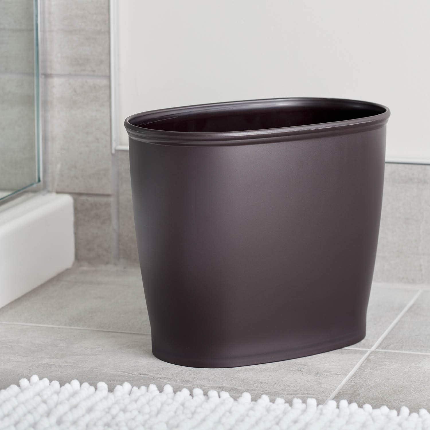 iDesign Kent Oval Waste Can, Trash Can for Bathroom, Bedroom, Office - Bronze