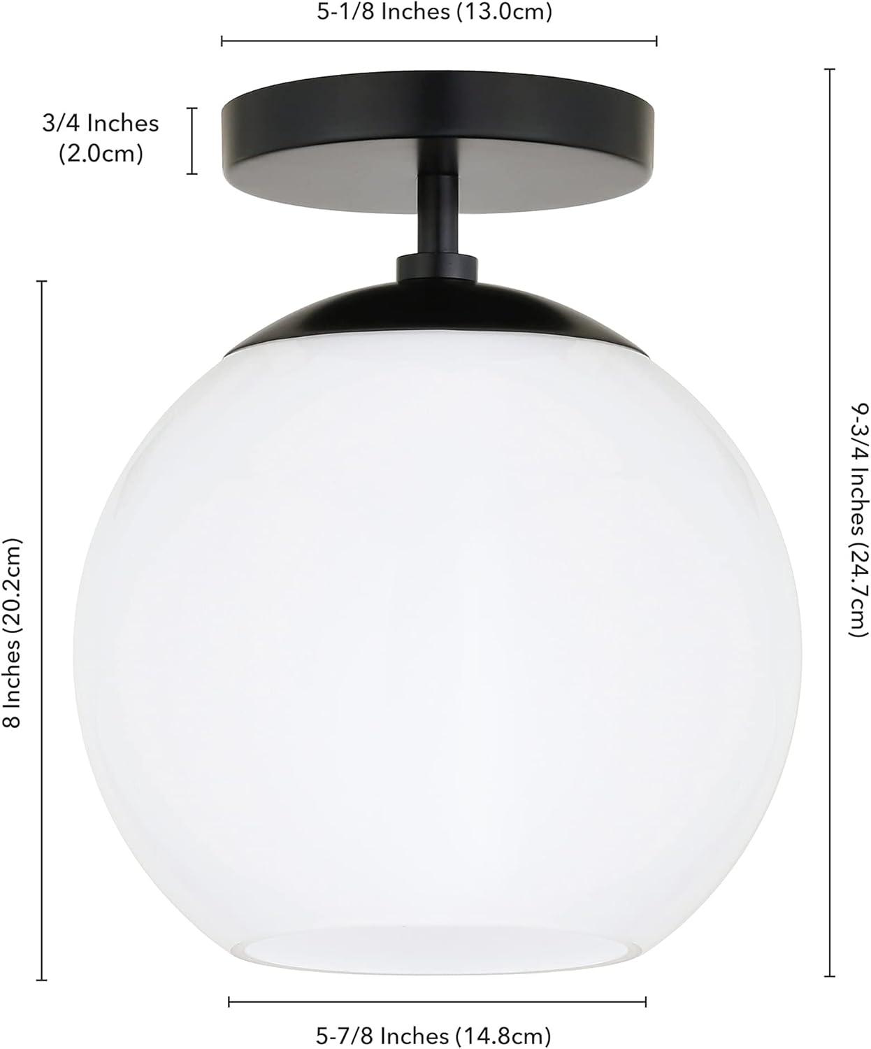 Bartlett Matte Black and White Glass Semi Flush Mount