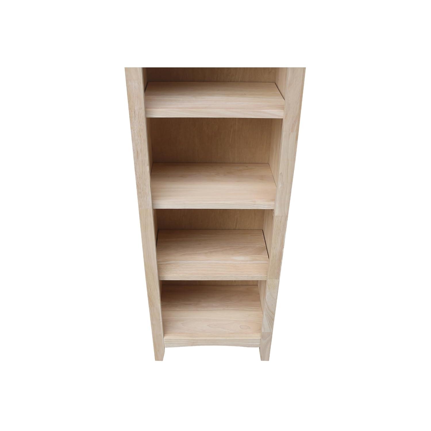 48" Shaker Bookcase Unfinished Brown - International Concepts: Solid Parawood, 3-Tier Storage