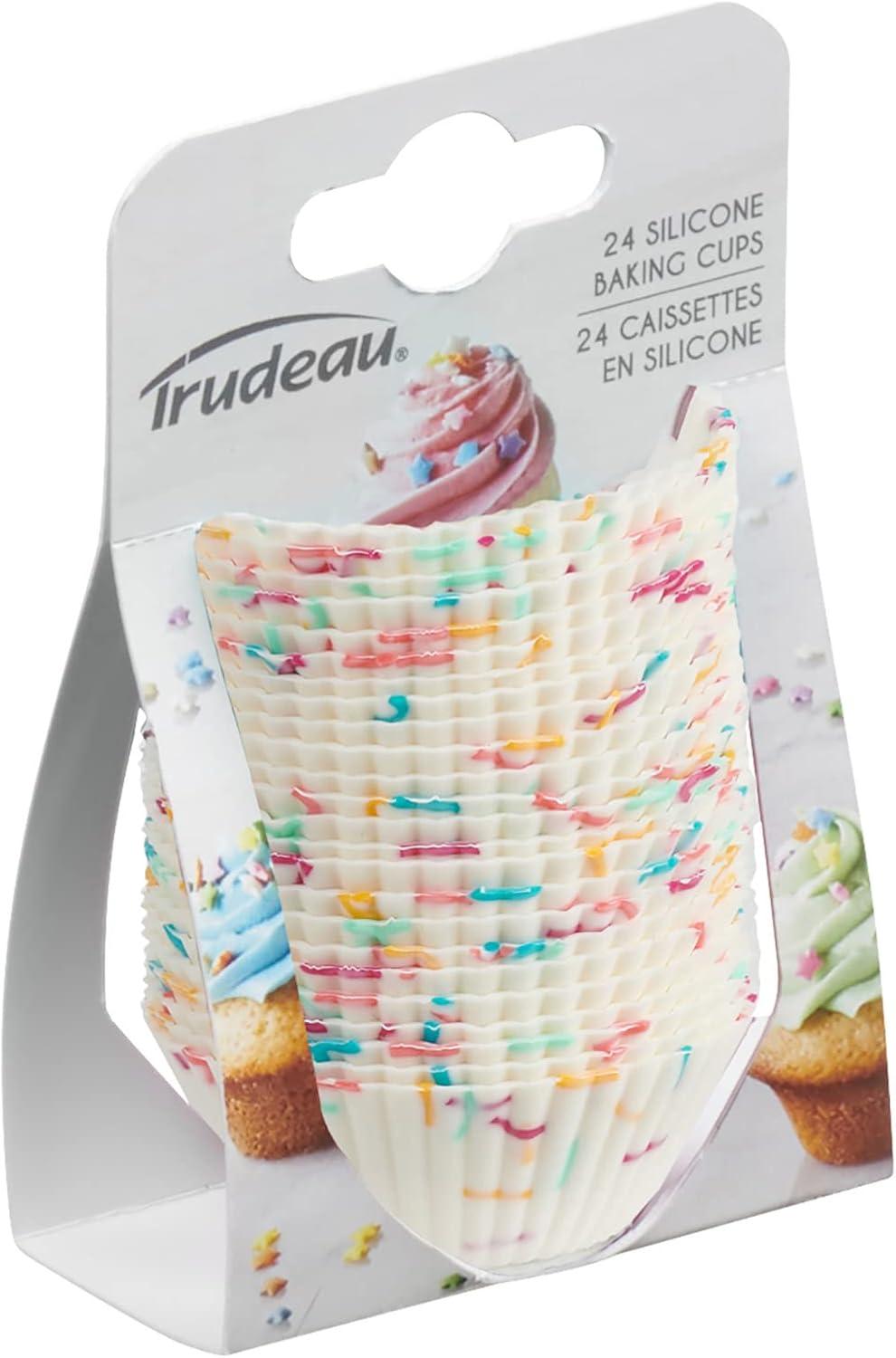 Trudeau Structure White Confetti Silicone Mini Muffin Baking Cups, Set of 24