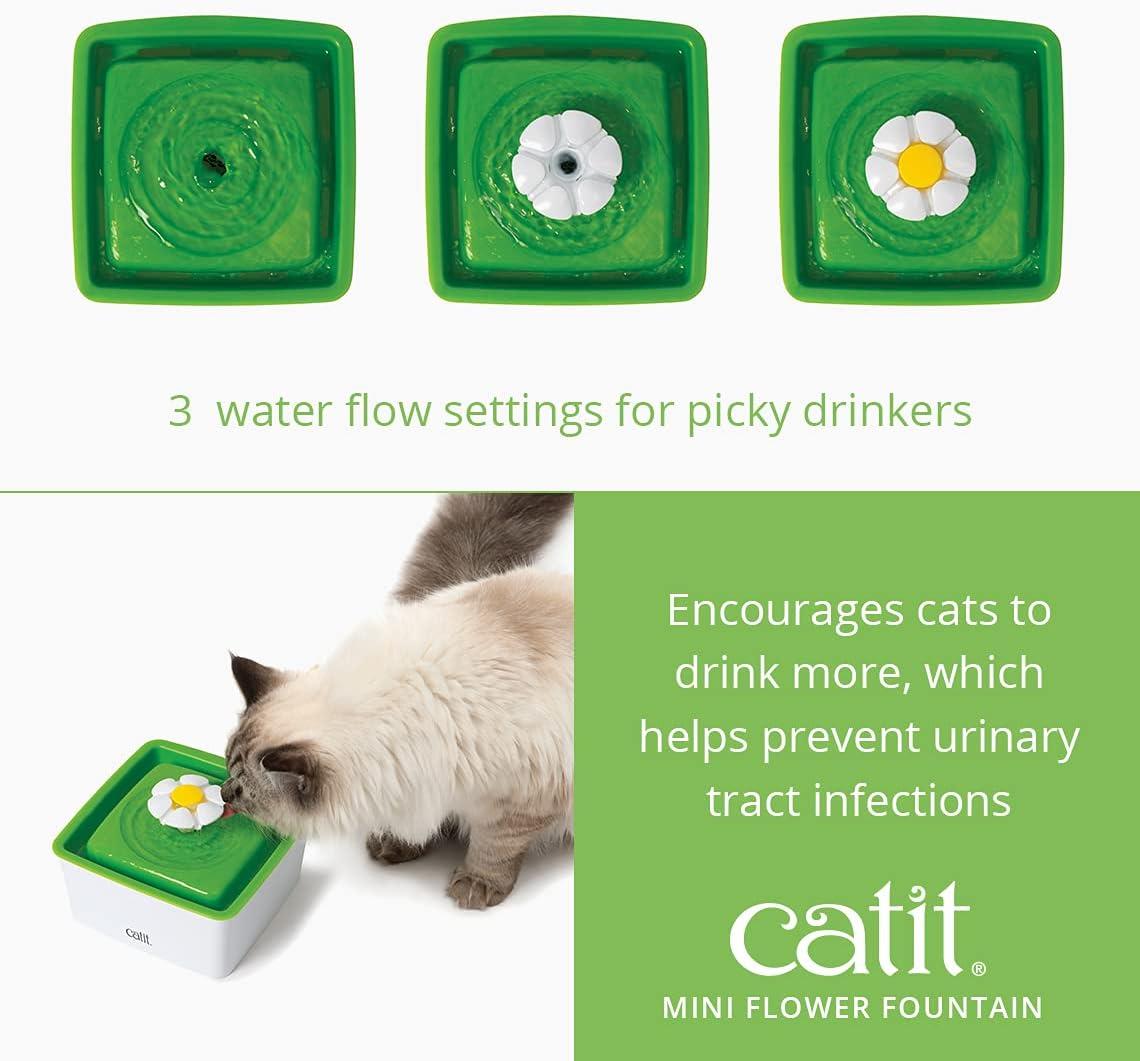 Green and White Mini Flower Cat Water Fountain