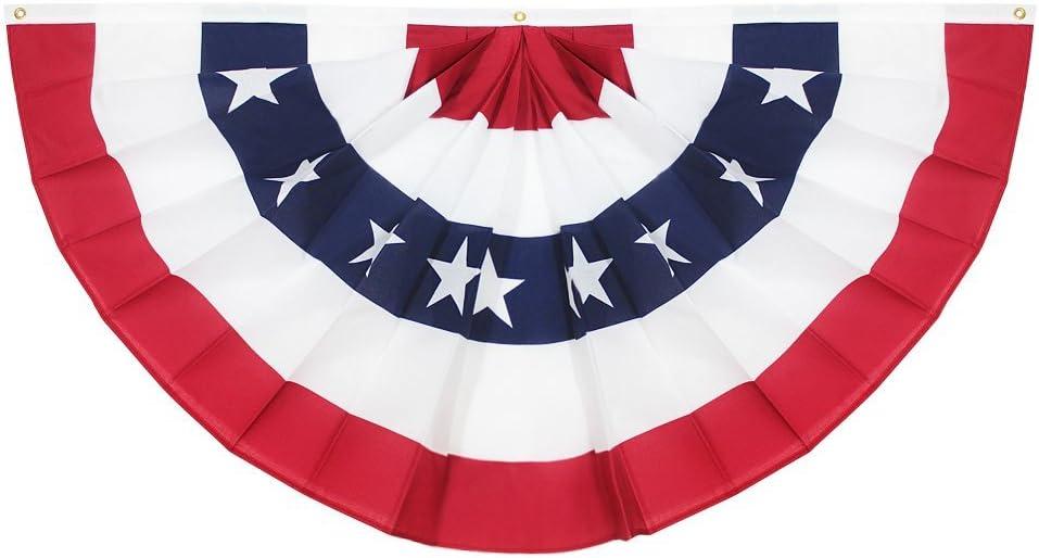 Anley USA Pleated Fan Flag, 3x6 Ft American US Bunting Flags - United States 3 x 6 Feet Half Fan Banner (1 Pack)