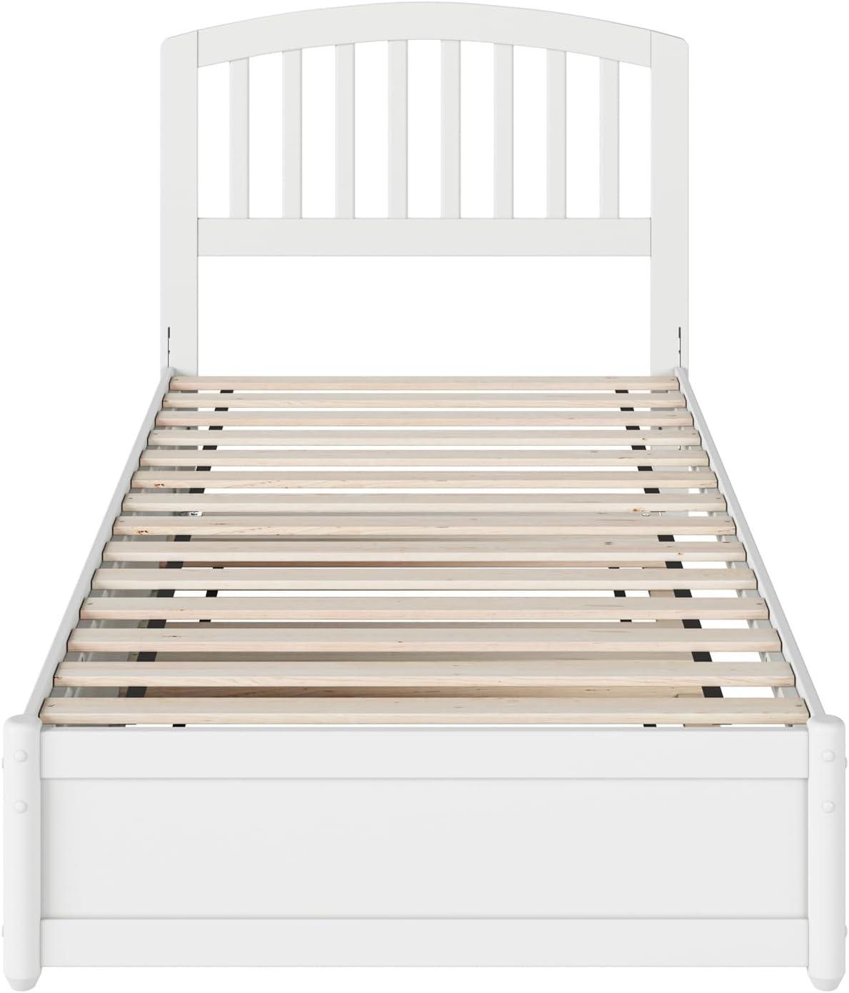 Lucia Twin XL Wood Platform Bed with Panel Footboard & Twin XL Trundle in White