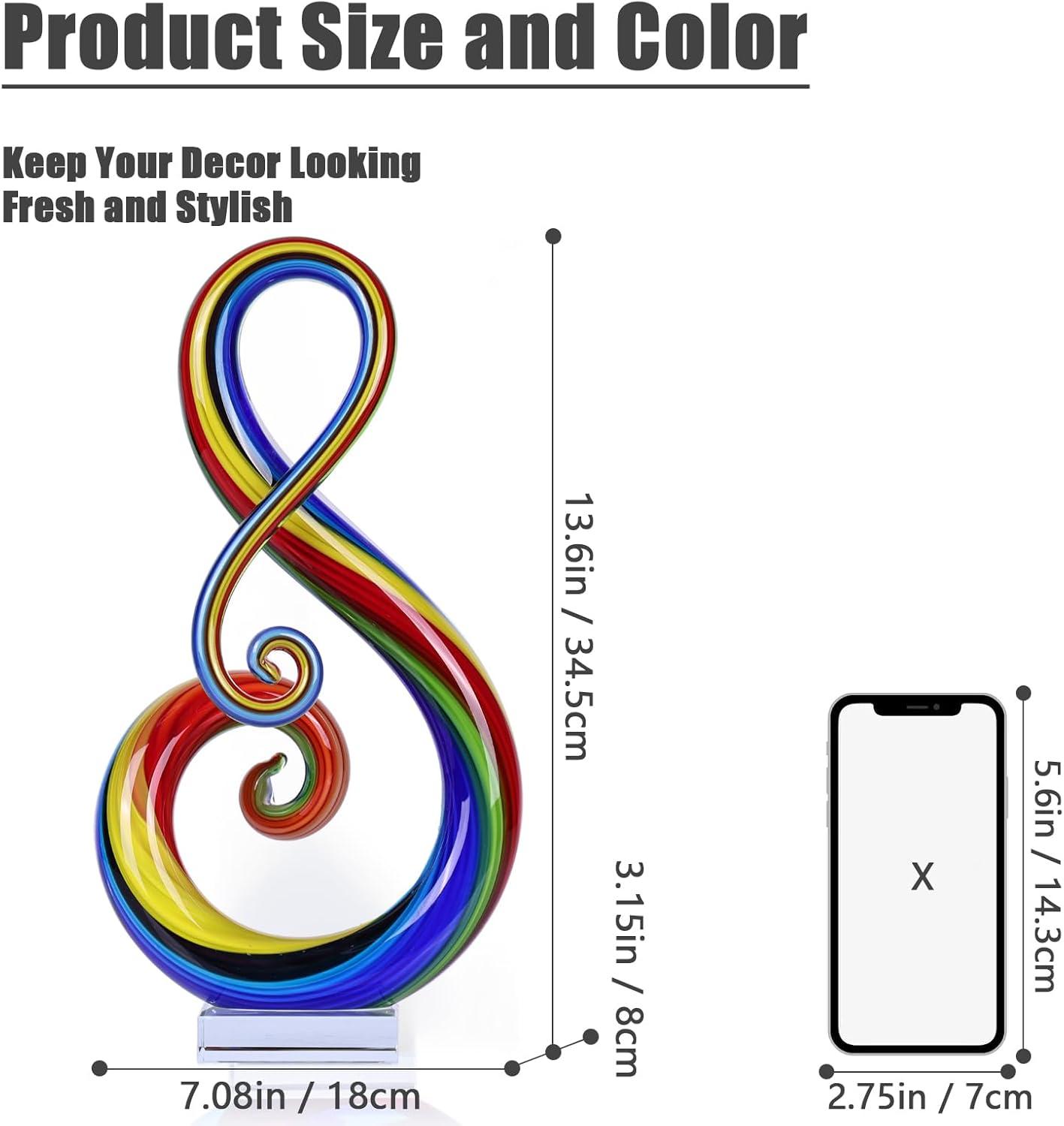 11" MultiColor Art Glass Note Centerpiece on Crystal Base