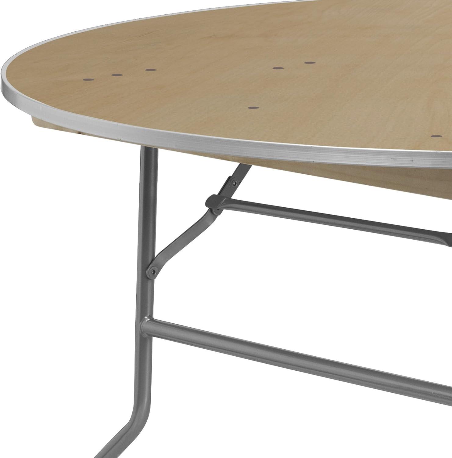 Flash Furniture 5-Foot Round HEAVY DUTY Birchwood Folding Banquet Table with METAL Edges