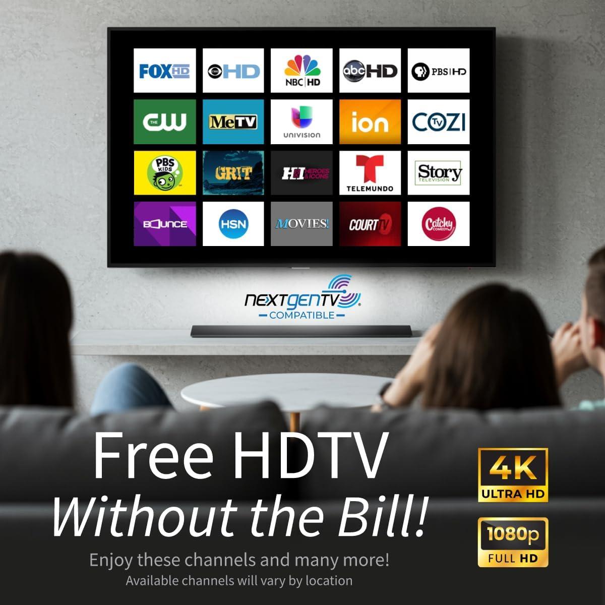 Antennas Direct® ClearStream 4 UHF Indoor Outdoor TV Antenna, Multi-Directional, 70+ Mile Range, 4K 8K UHD, NEXTGEN TV in Black