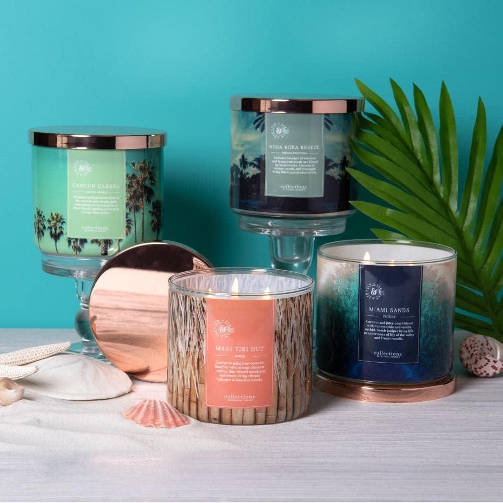 Colonial Candle Bora Bora Breeze Scented Jar Candle, Travel Collection, 3 Wick, Blue, 14.5 oz - Up to 60 Hours Burn