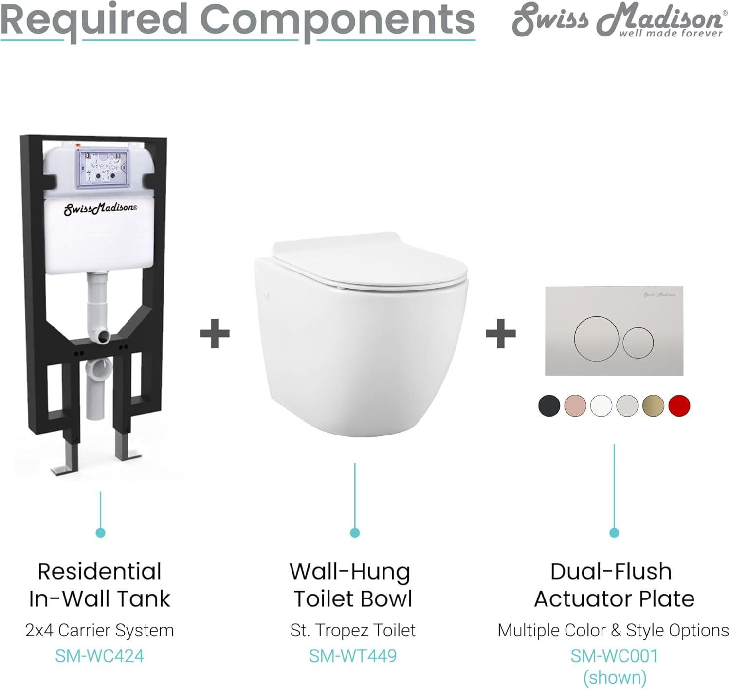 White Wall-Mounted Dual Flush Elongated Toilet