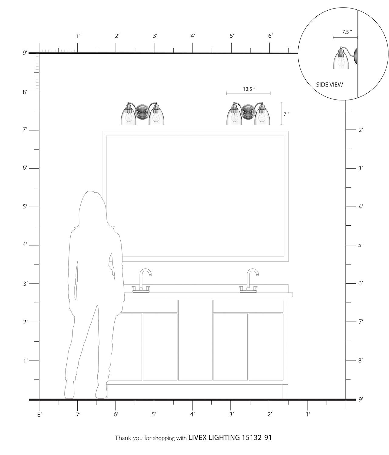 Livex Lighting Montgomery 2 - Light Vanity in  Brushed Nickel