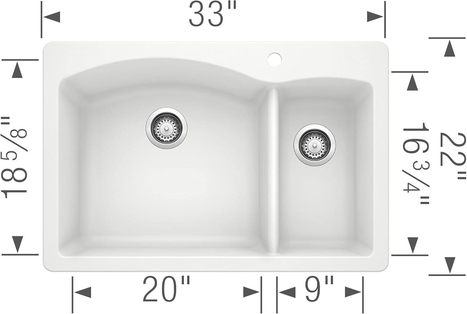 Blanco Diamond Silgranit 33" L x 22" W Double Basin Drop-In/Undermount Sink 440200