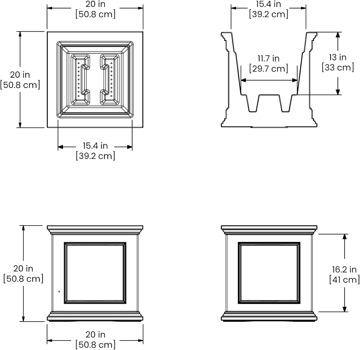 Fairfield Espresso Square Self-Watering Planter 20x20 in.