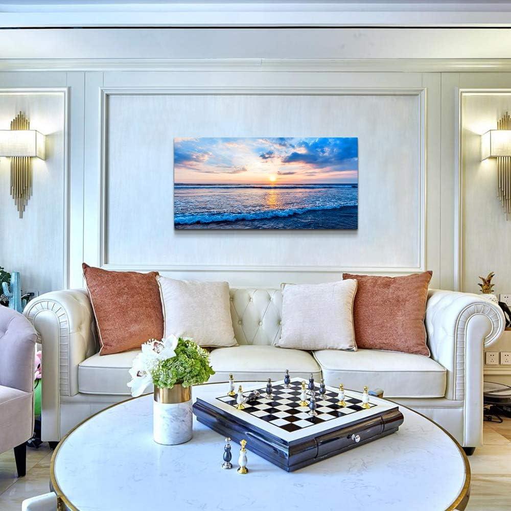 Creowell Wall Art Moon Sea blue Ocean Landscape Paintings Bedroom Canvas Art Print wall art for living room Paintings for Wall Decor and Home Decor -20x16 Inch