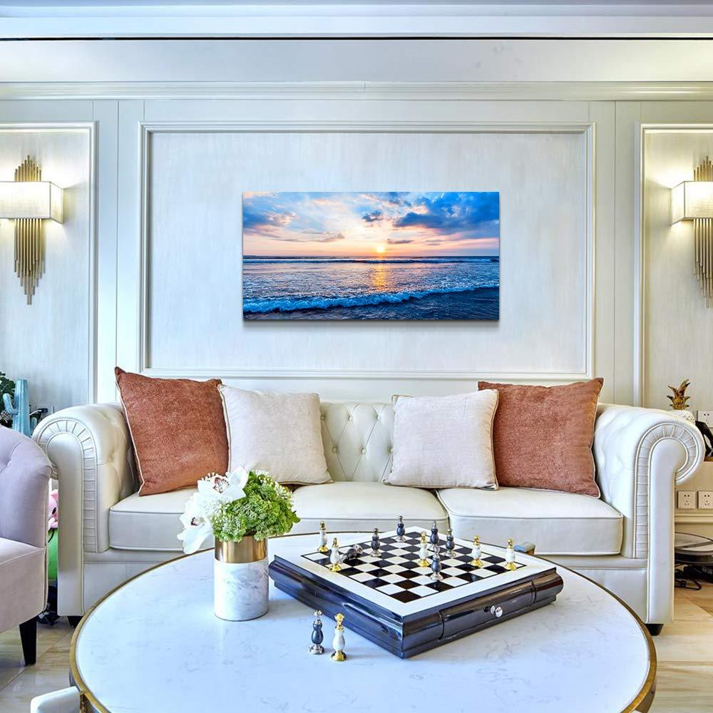 Creowell Wall Art Moon Sea blue Ocean Landscape Paintings Bedroom Canvas Art Print wall art for living room Paintings for Wall Decor and Home Decor -20x16 Inch