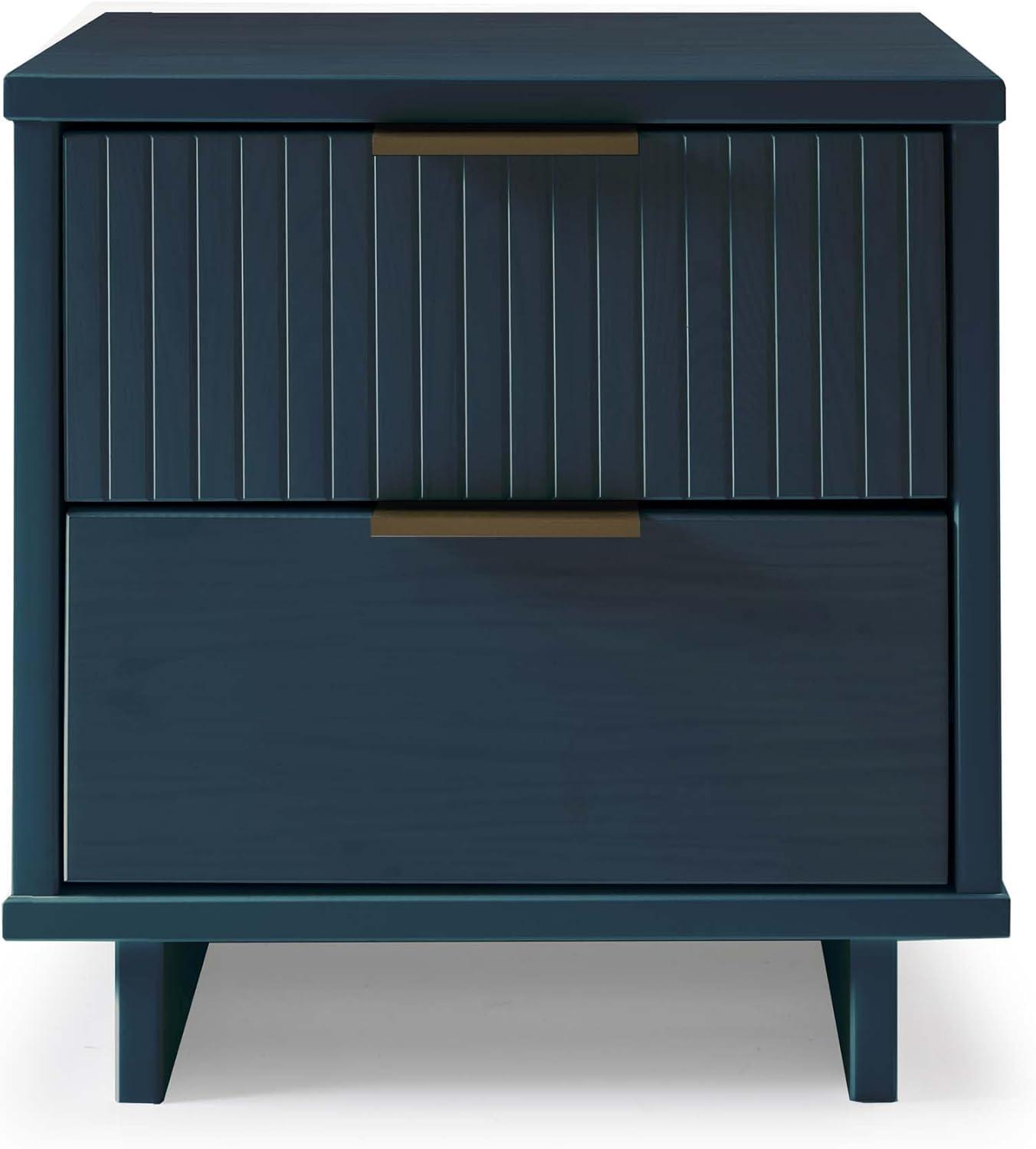 Granville Modern 2 Drawer Nightstand Midnight Blue - Manhattan Comfort: Soft Close, UV Finish, Metal Handles