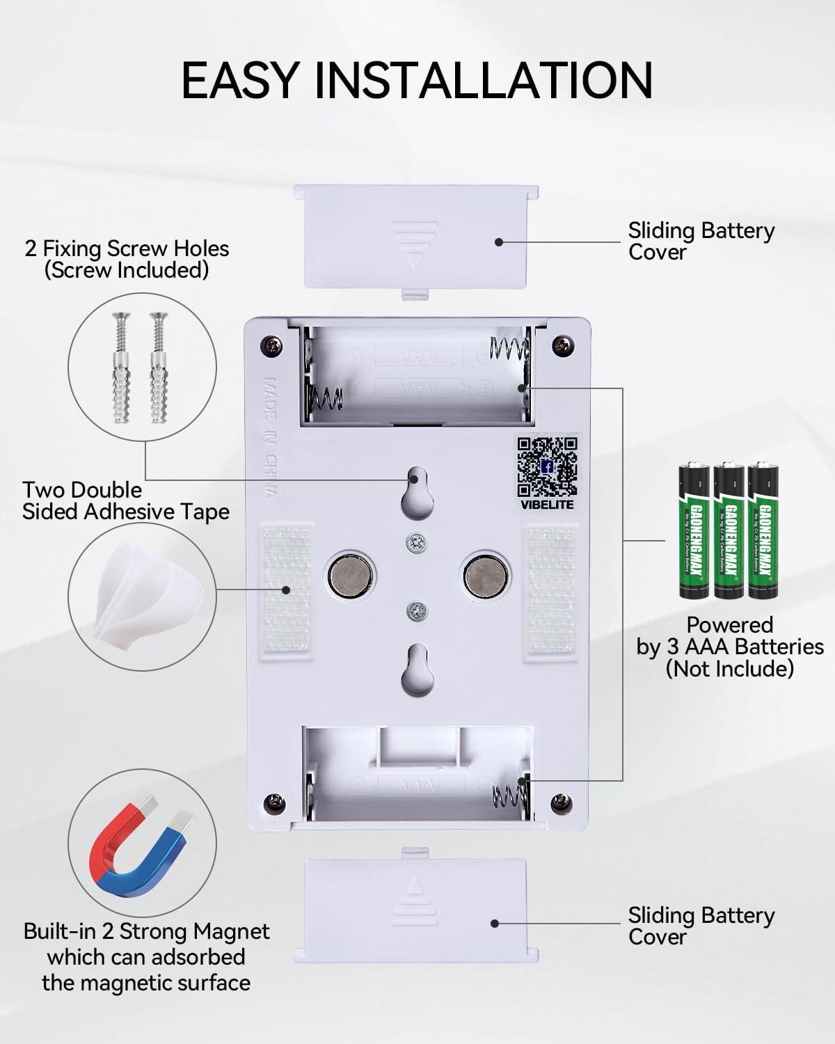 Closet Light, Battery Operated Switch Light, Tap Light, Touch, Push Night Lights, Wall Wireless Mount Under Cabinet, Shelf, Shed, Kitchen, Garage, Attic, RV, DIY(4-Pack)