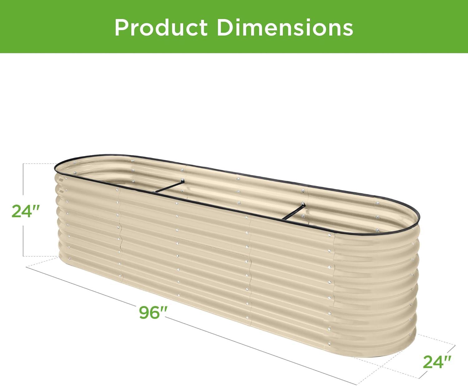 Best Choice Products 8x2x2ft Metal Raised Garden Bed, Oval Outdoor Planter Box w/ 4 Support Bars - Beige