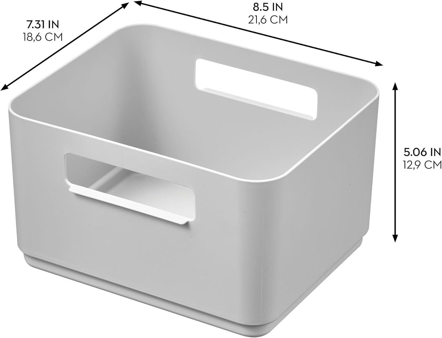 iDesign iDesign Plastic Pantry Storage Bin with Handles for Kitchen Organization - Set of 2 - Gray