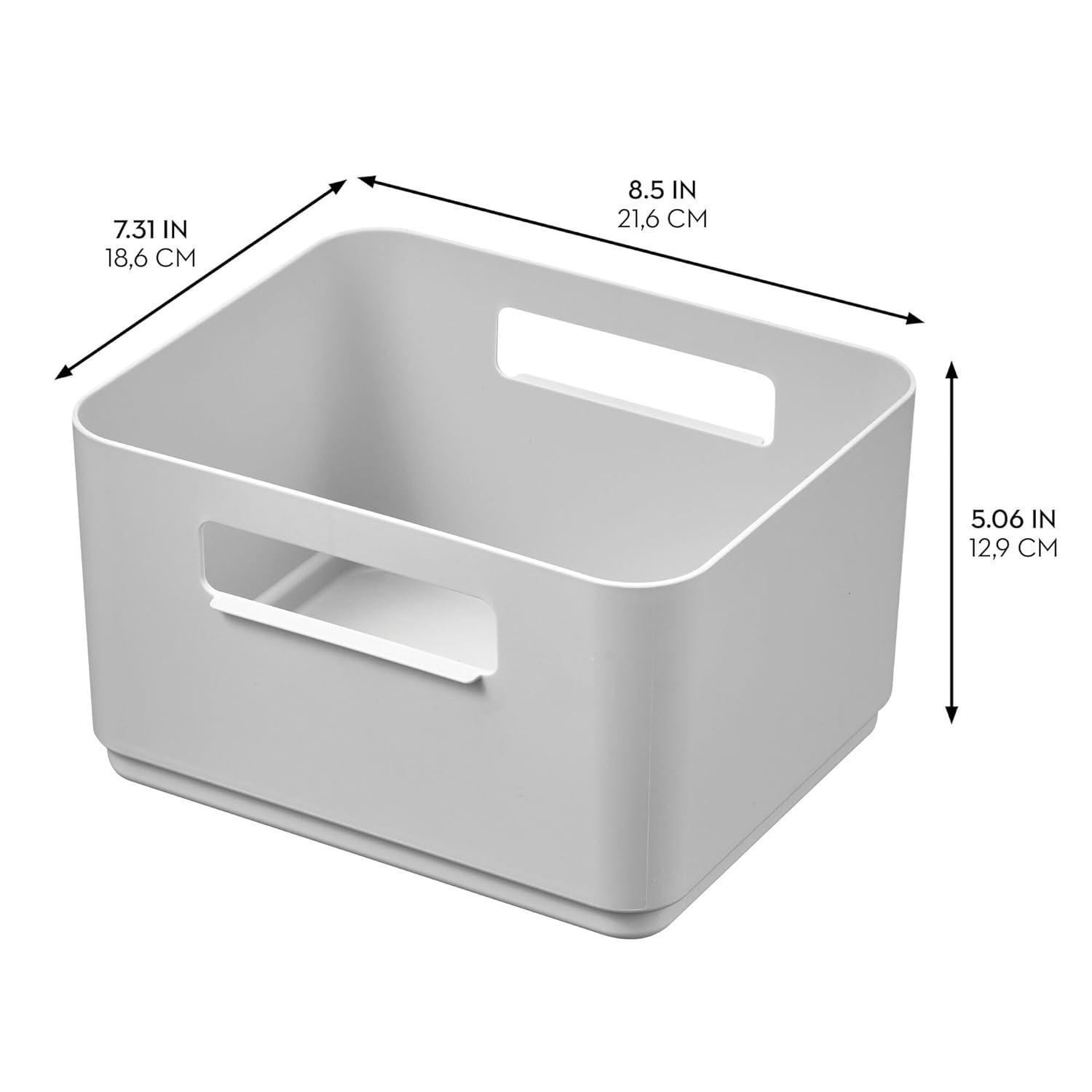 iDesign iDesign Plastic Pantry Storage Bin with Handles for Kitchen Organization - Set of 2 - Gray