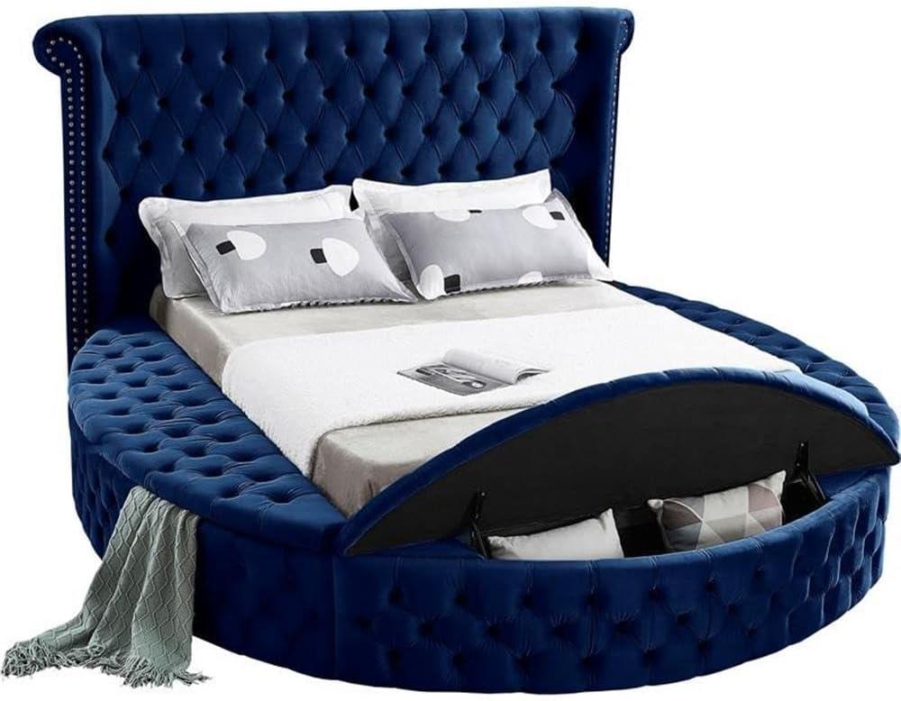 Meridian Furniture Luxus Navy Velvet Queen Bed