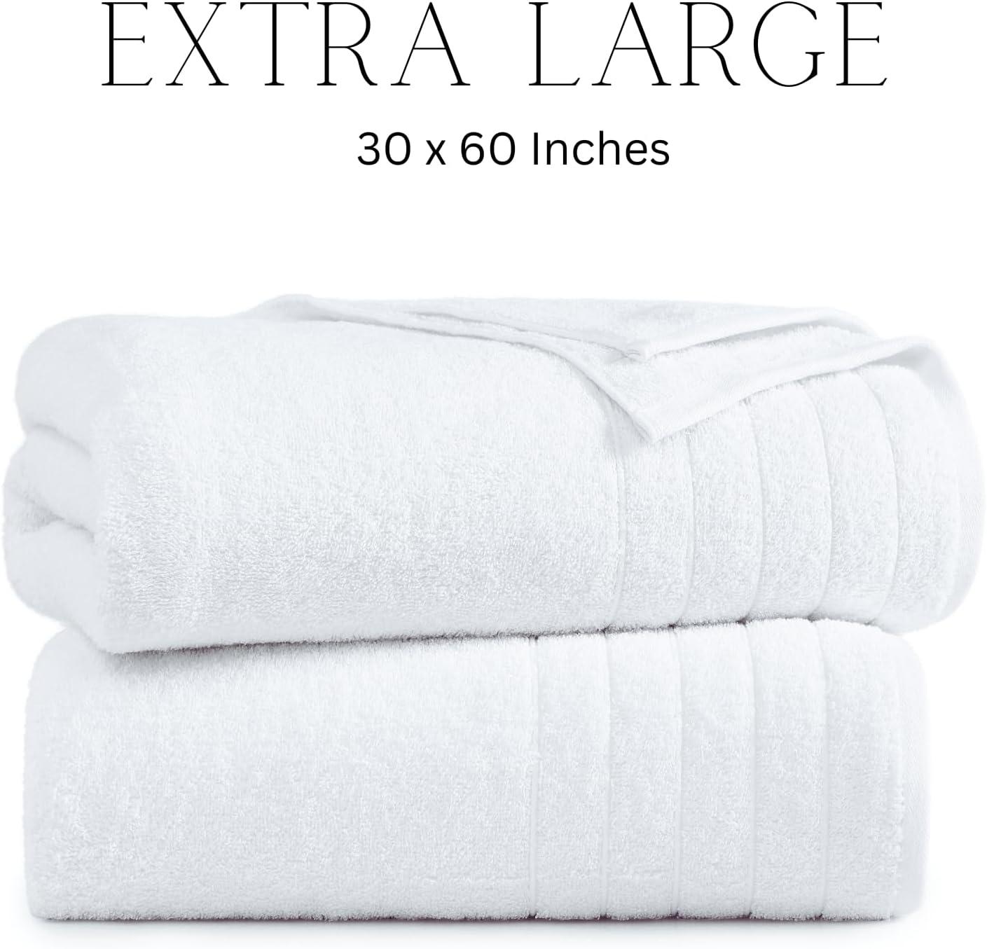 Casa Platino Large Bath Towels Set - Quick Dry Cotton Bath Towels for Bathroom, Spa & Gym - Soft & Highly Absorbent - White
