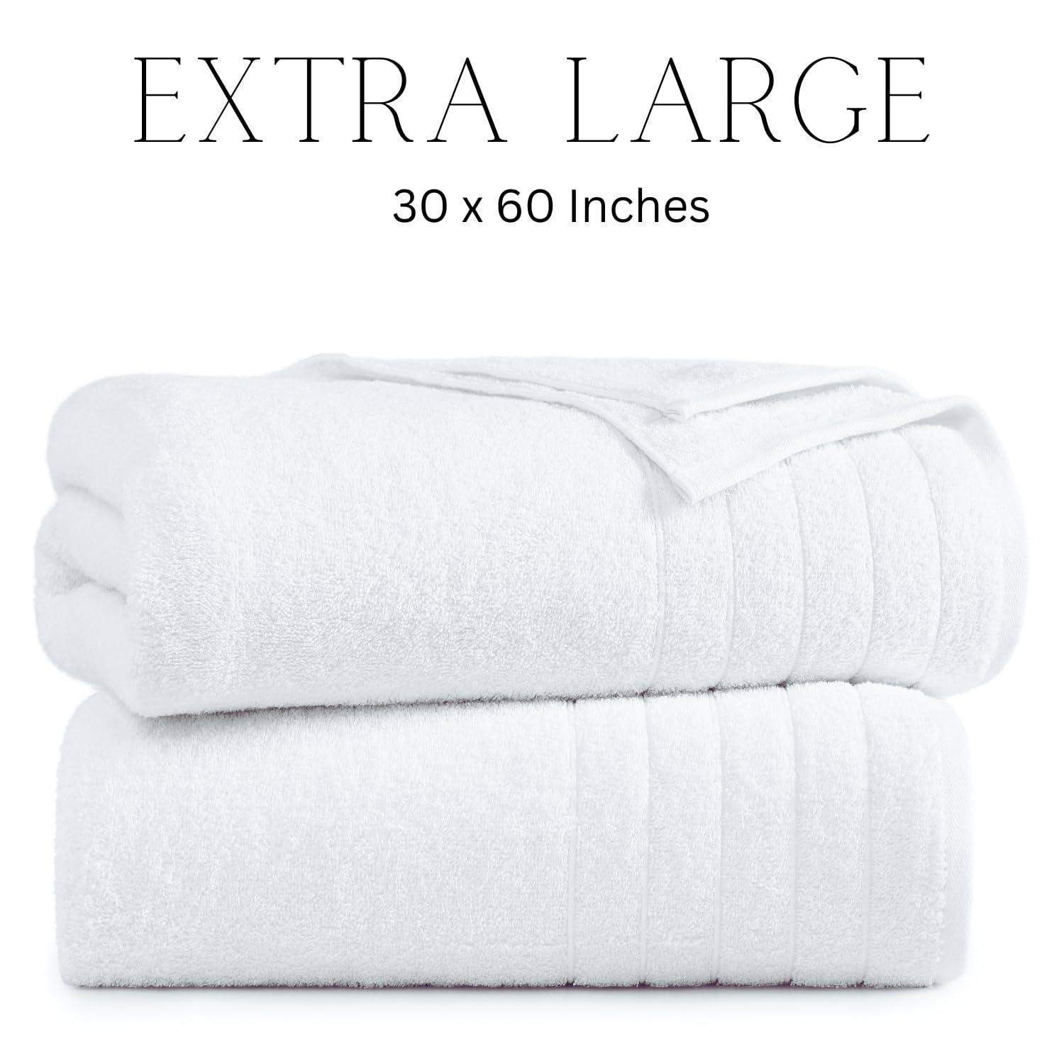 Casa Platino Large Bath Towels Set - Quick Dry Cotton Bath Towels for Bathroom, Spa & Gym - Soft & Highly Absorbent - White