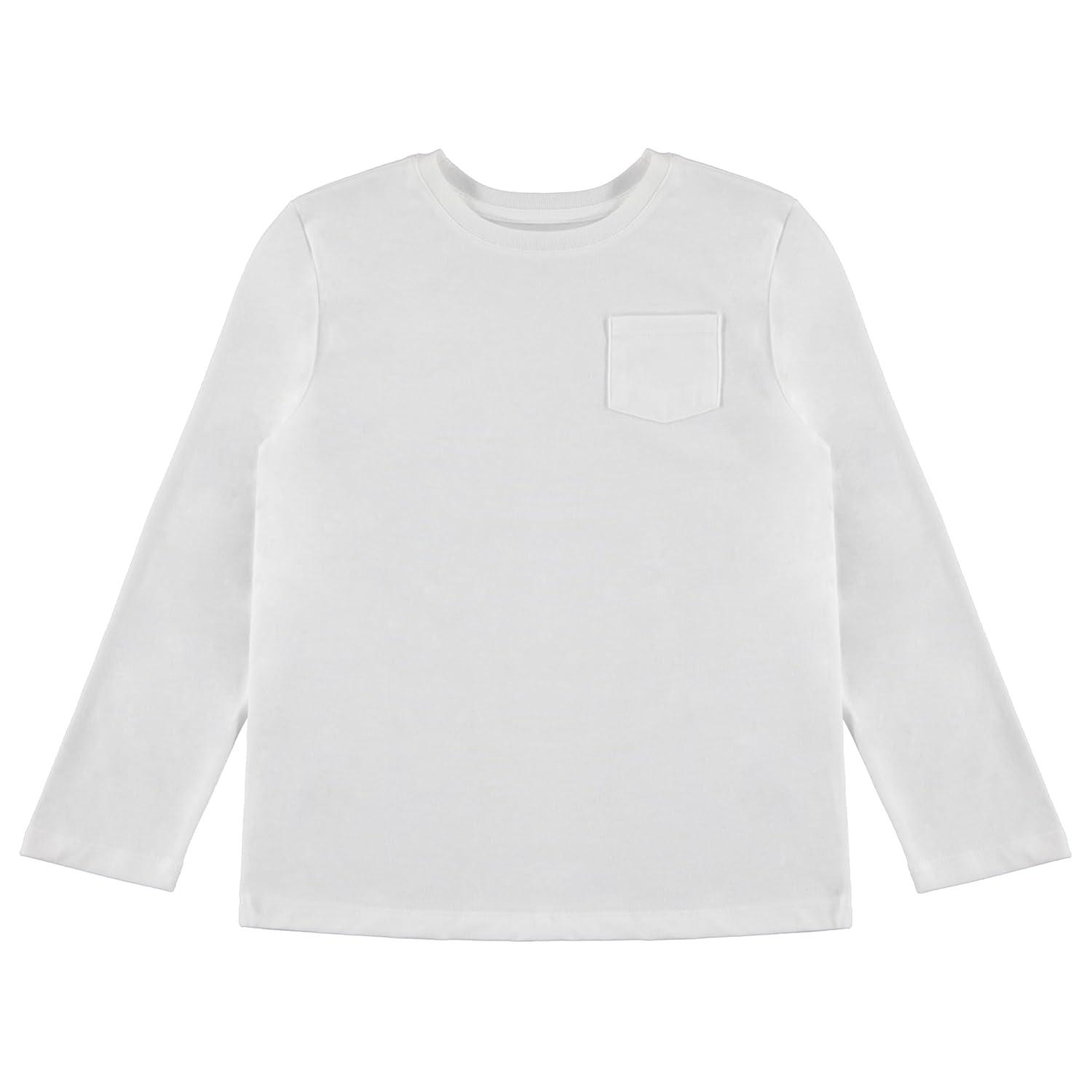 STITCH & STONE Boys 4 Pack Long Sleeve Tops, Soft Cotton Crewneck Tees, Casual Boys Clothing, Comfortable Everyday Wear