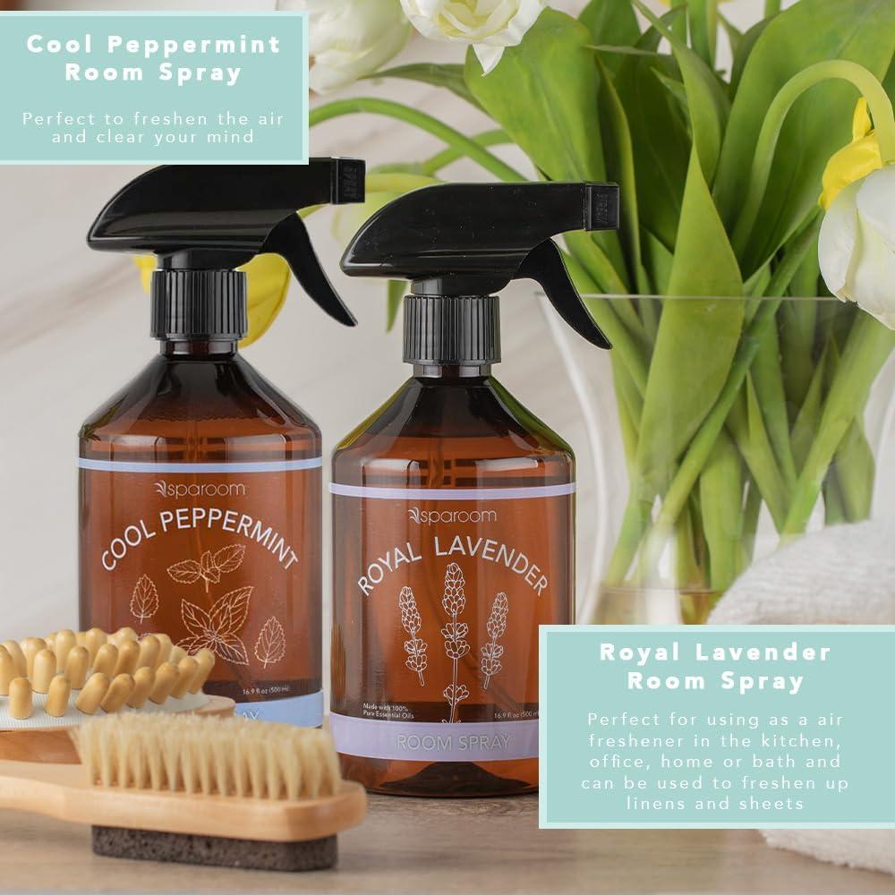 Peppermint and Lavender Essential Oil Glass Room Spray Set