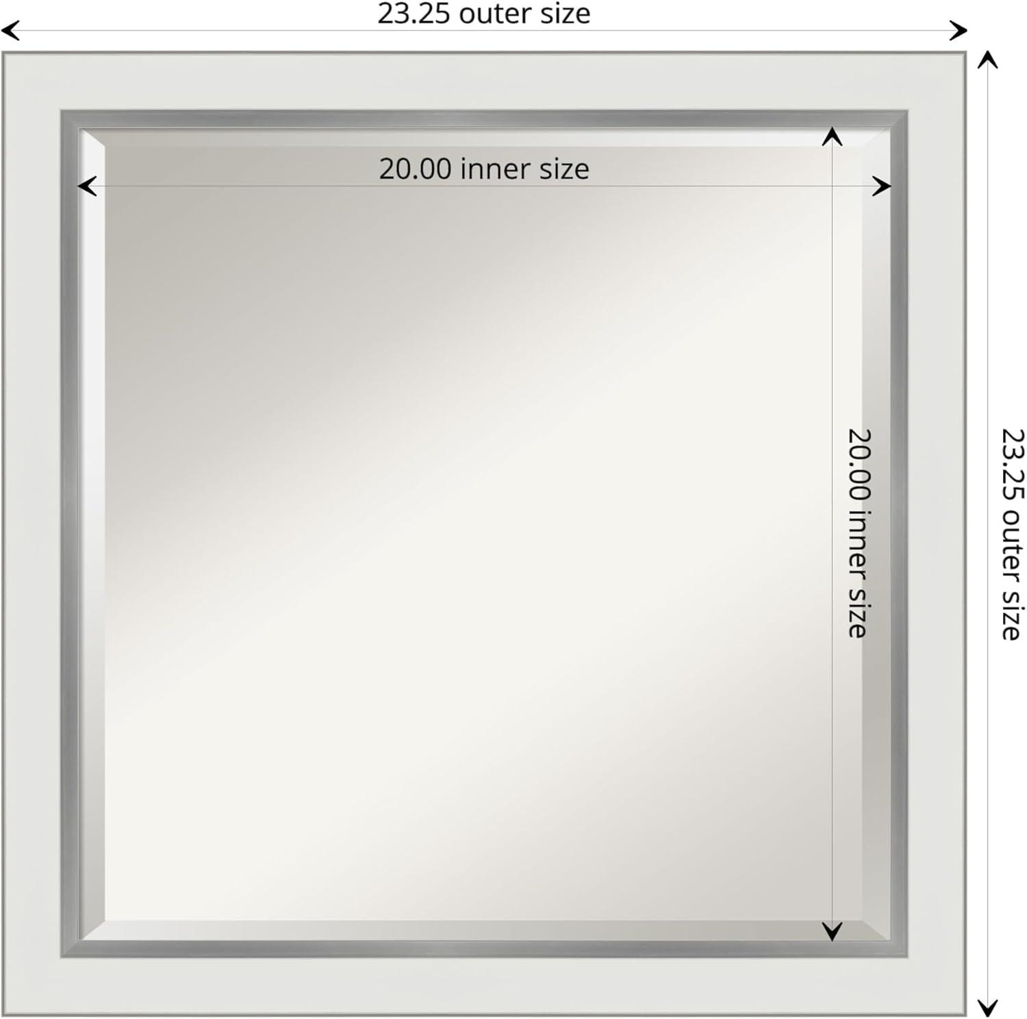 Amanti Art Eva 23-Inches x 23-Inches Framed Square Bathroom Vanity Mirror ( Satin Silver,White )