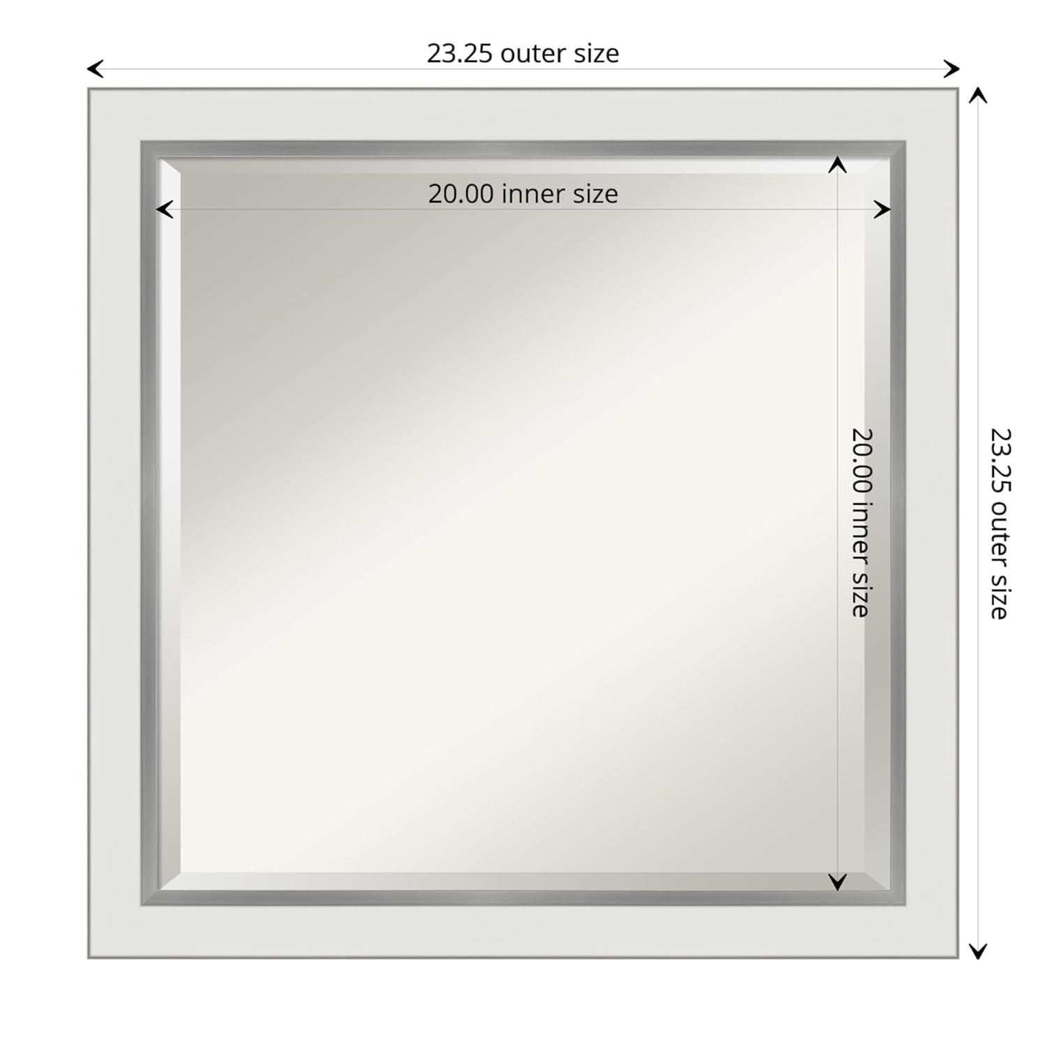Amanti Art Eva 23-Inches x 23-Inches Framed Square Bathroom Vanity Mirror ( Satin Silver,White )