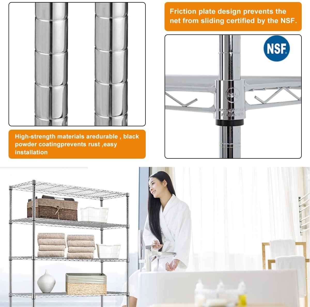 FDW Wire Shelving Unit Heavy Duty Storage Rack Metal Shelf Garage Organizer Wire Rack  (Chrome, 36" L x 14" W x 54" H)