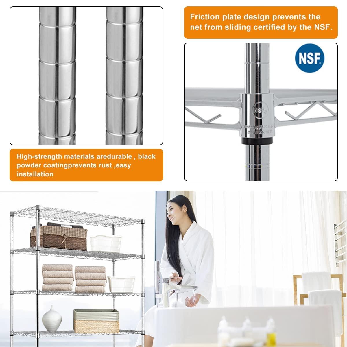 FDW Wire Shelving Unit Heavy Duty Storage Rack Metal Shelf Garage Organizer Wire Rack  (Chrome, 36" L x 14" W x 54" H)