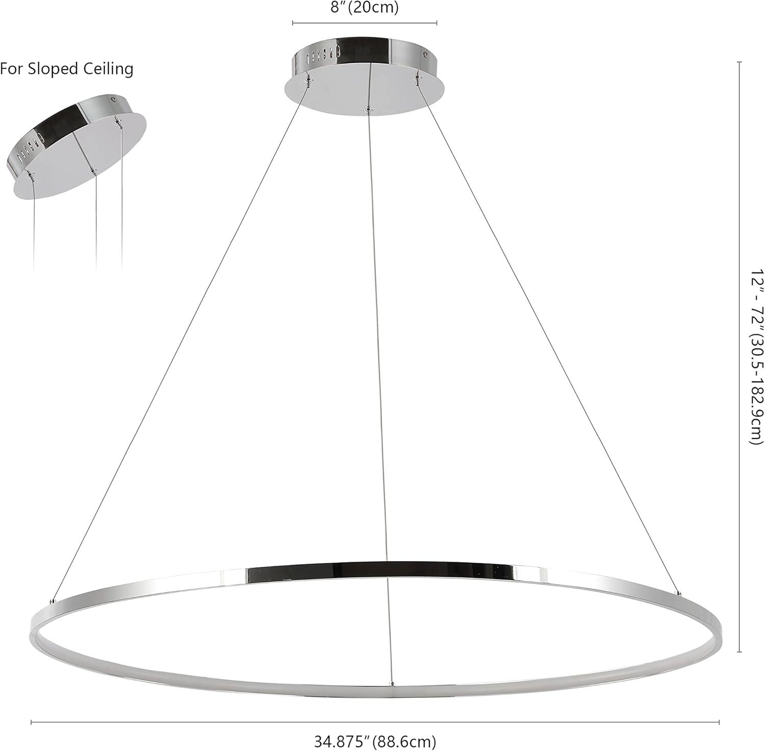 Circulo 34.88" Modern Bohemian Iron Integrated LED Pendant, Chrome