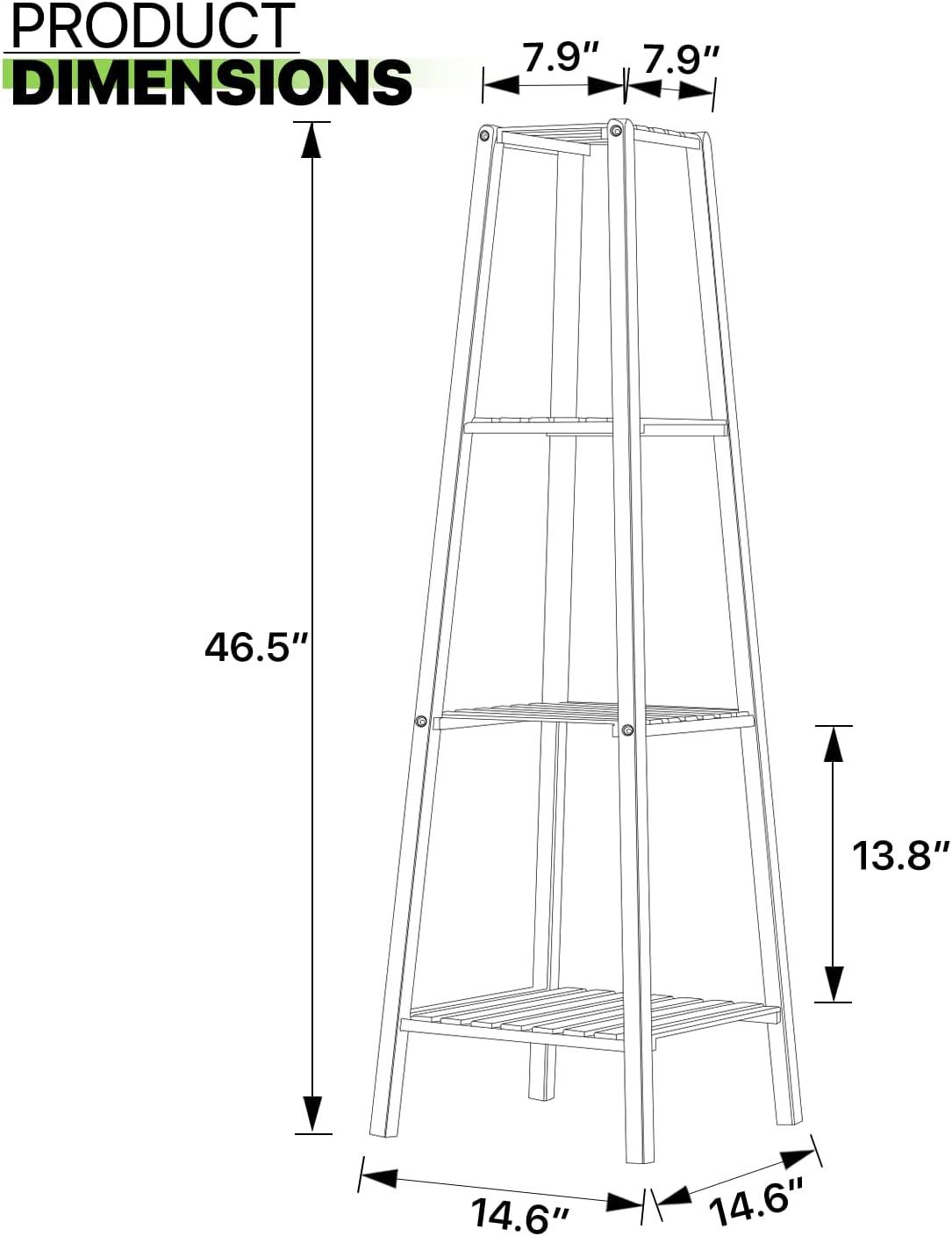 Magshion 4-Tier Brown Bamboo Tall Plant Stand