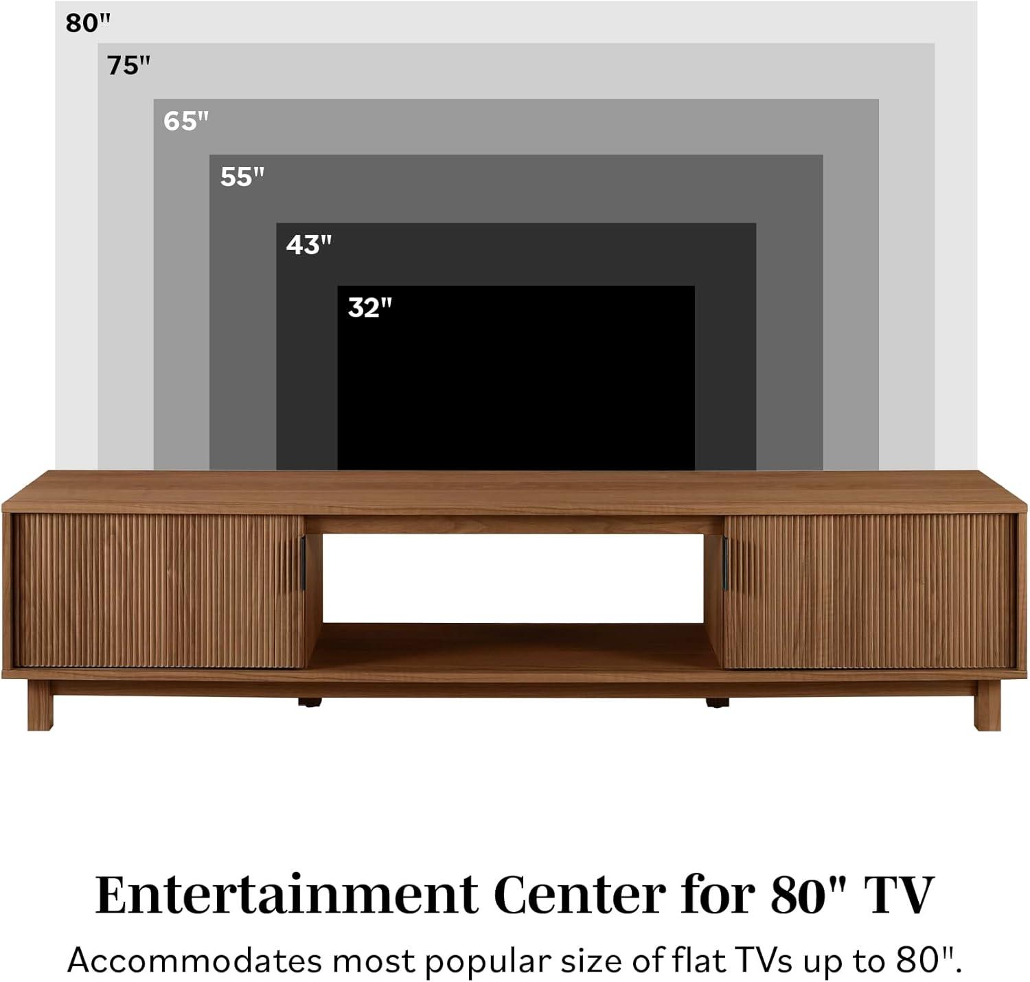 Mocha 70" Modern Fluted-Door TV Stand with Cabinet