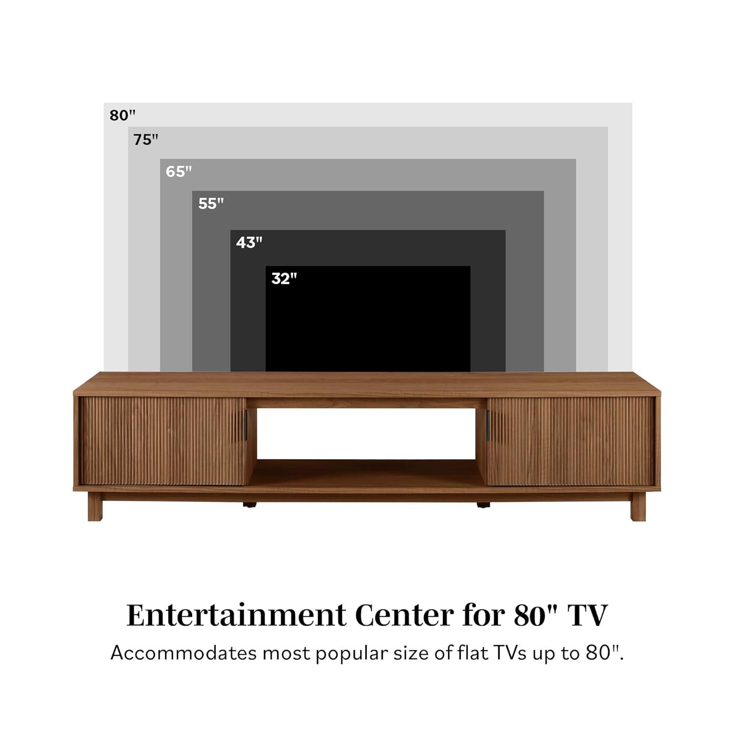 Mocha 70" Modern Fluted-Door TV Stand with Cabinet