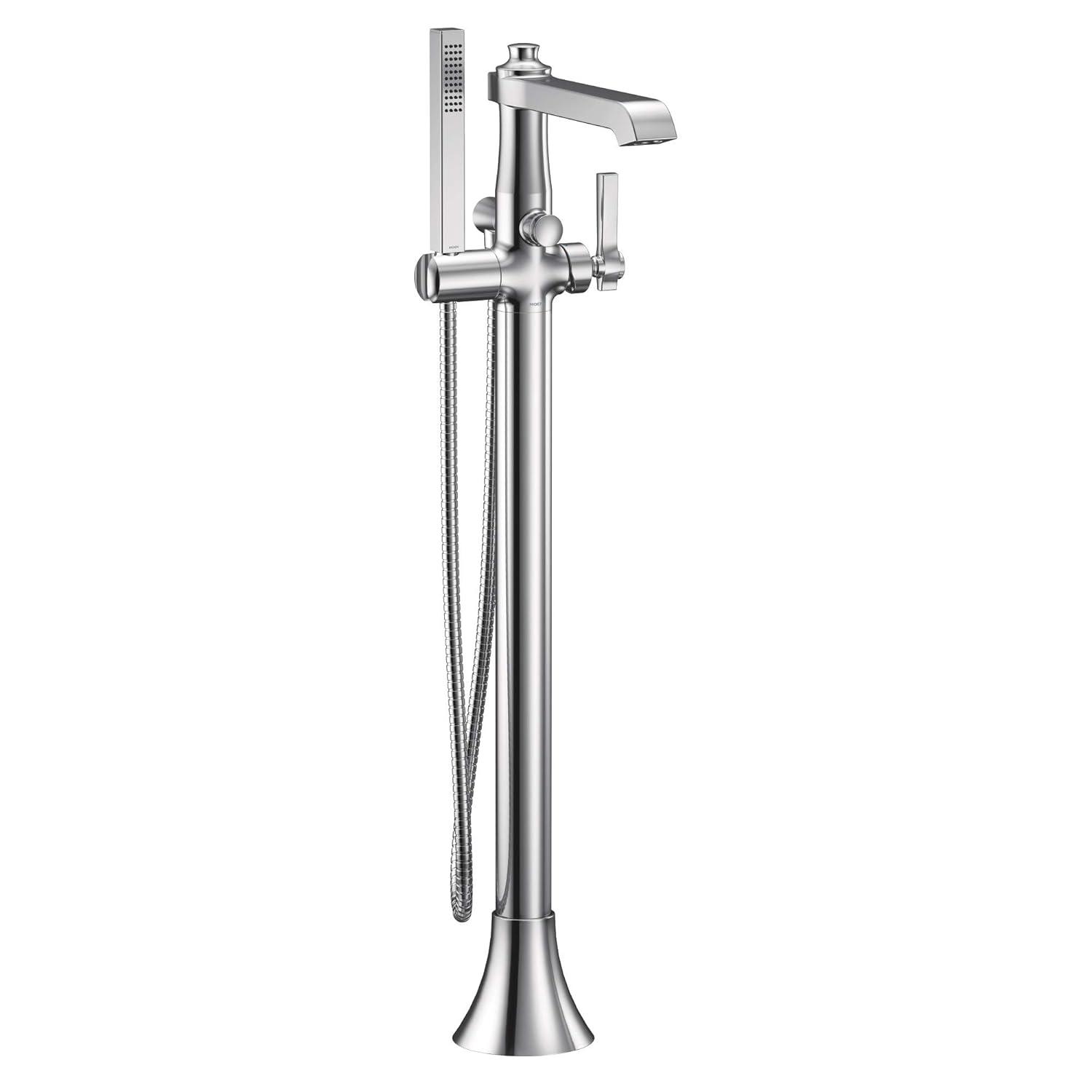 Flara Single Handle Floor Mount Freestanding Tub Filler with Handshower