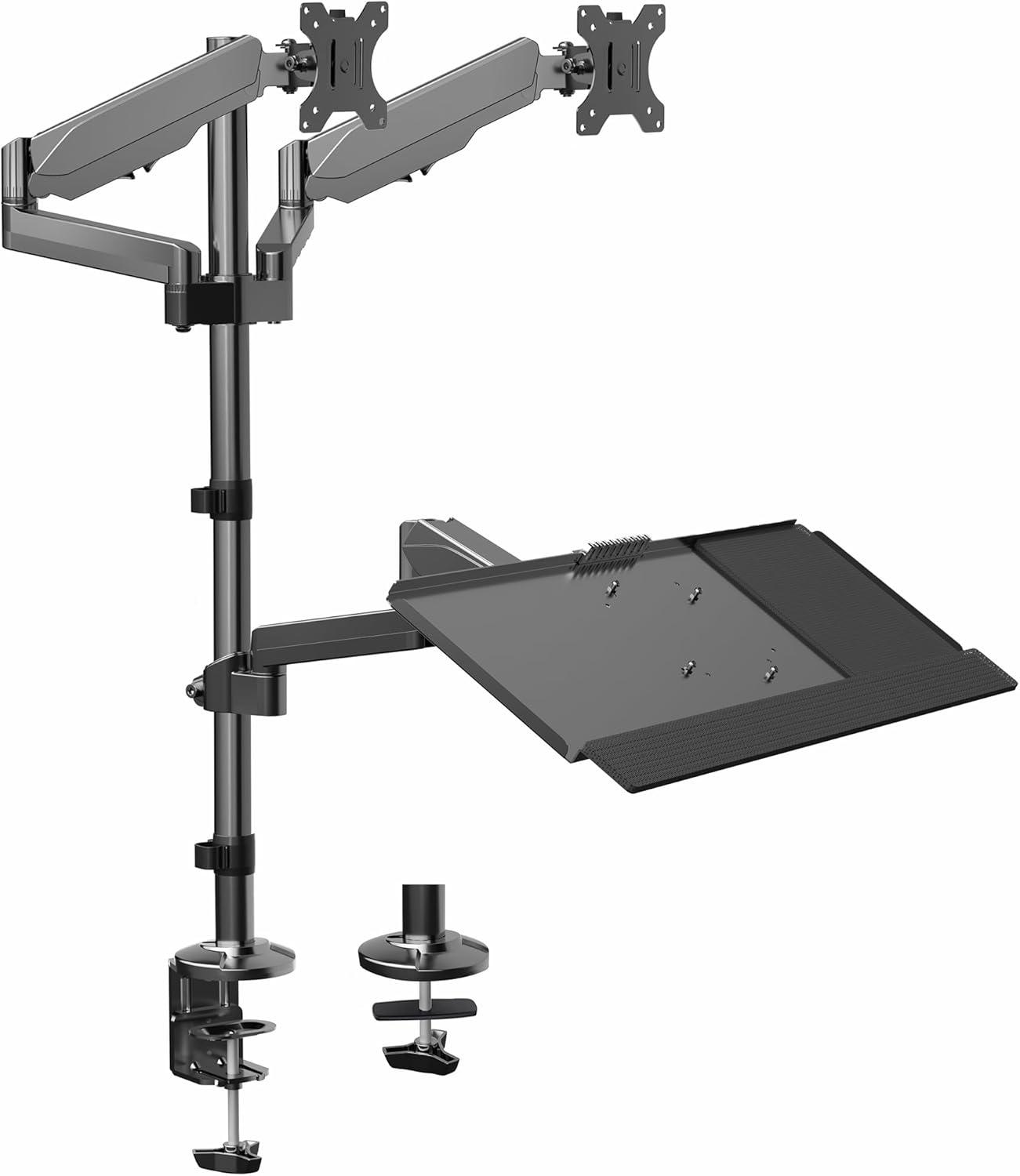 Sit to Stand Dual Monitor Desk Mount Workstation