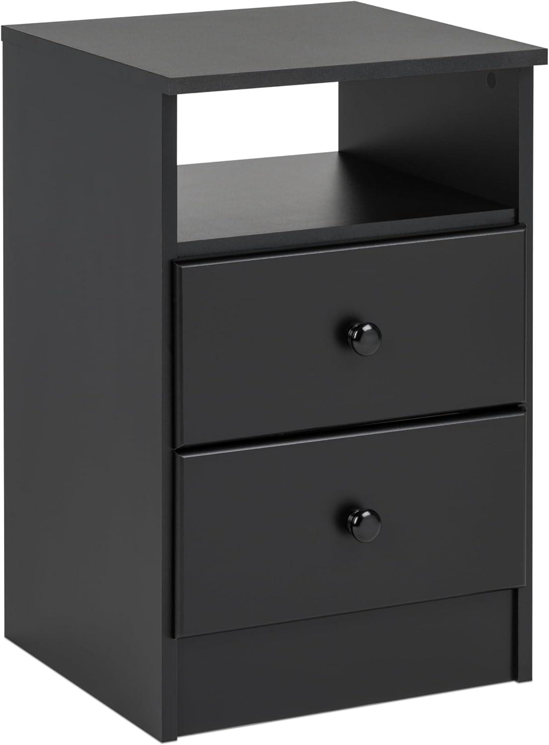 Prepac Astrid 2 Drawer Nightstand White: Modern Style, MDF, Includes Anti-Tip Hardware, for All Ages