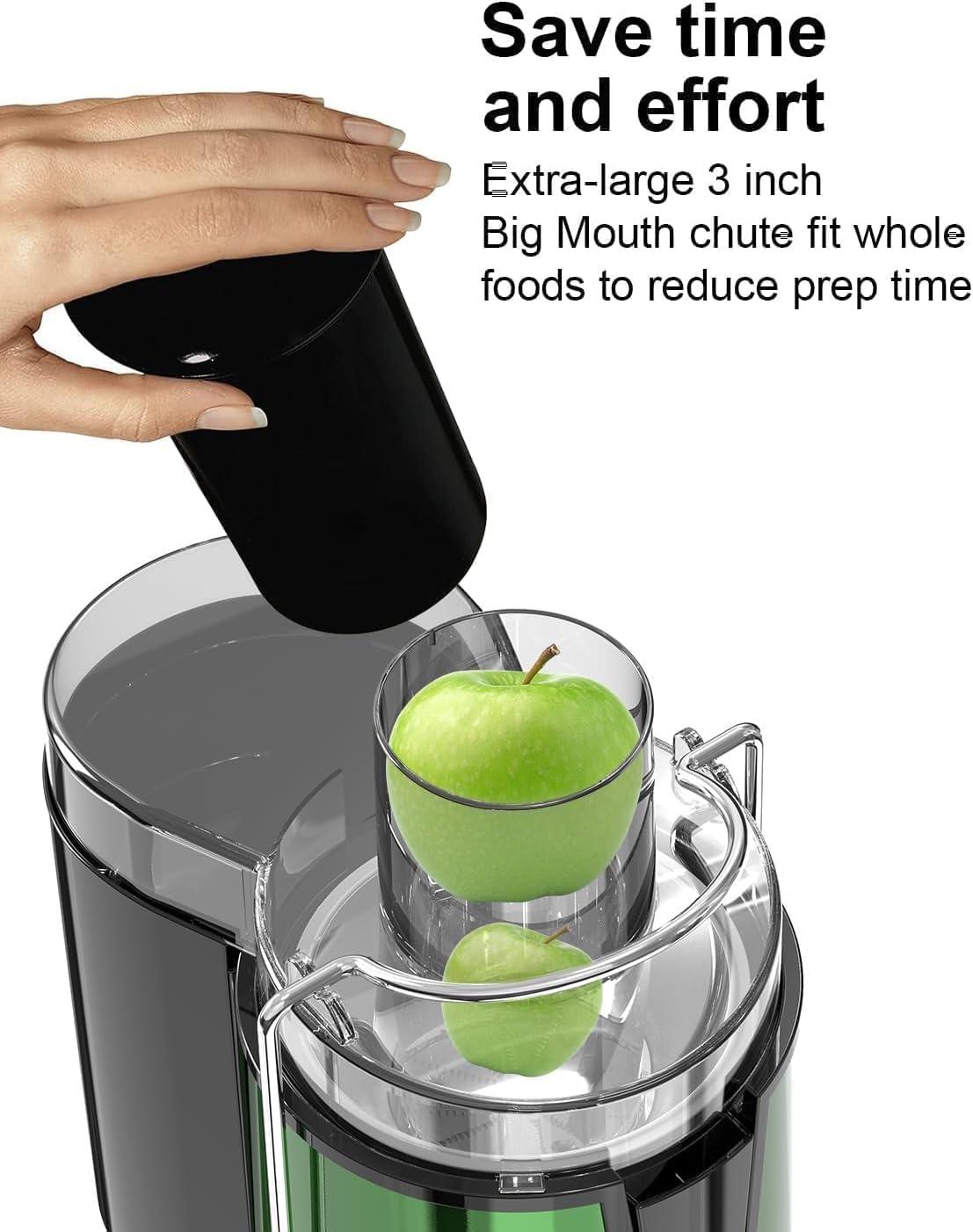 SIFENE 400W Centrifugal Juicer Machine, 3" Wide Chute, Easy Clean, BPA-Free, Silver, New