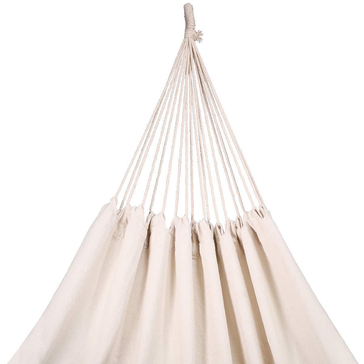 Beige Cotton Rope Hammock Chair Swing for Indoor and Outdoor