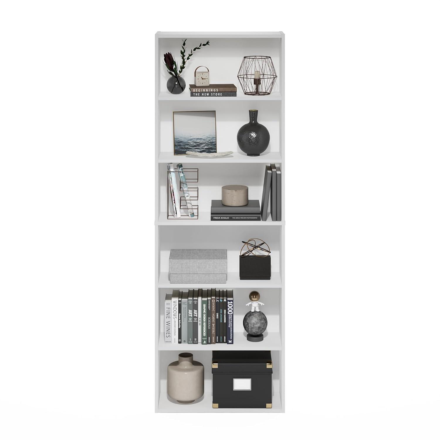 Furinno Jaya Simply Home Free Standing 6-Tier Open Storage Bookcase, White