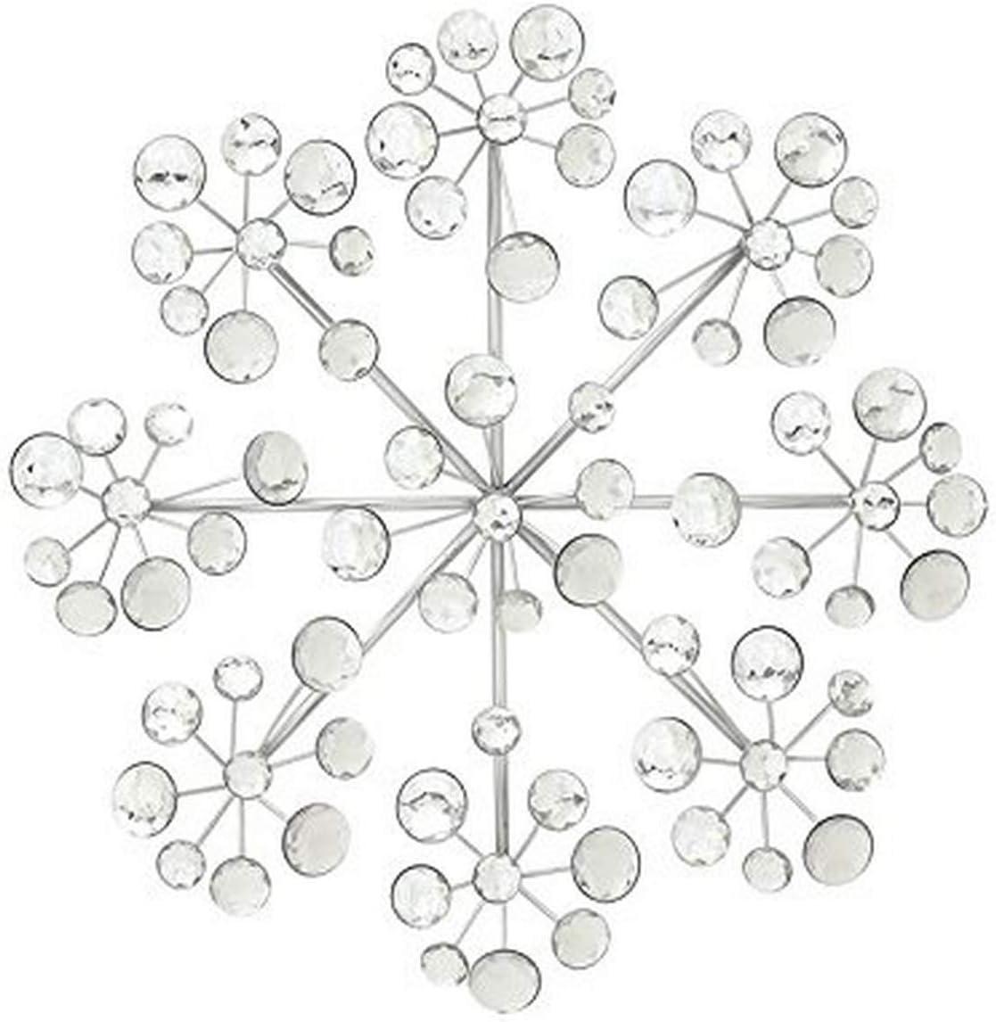 DecMode Silver Metal Starburst Wall Decor with Crystal Embellishment