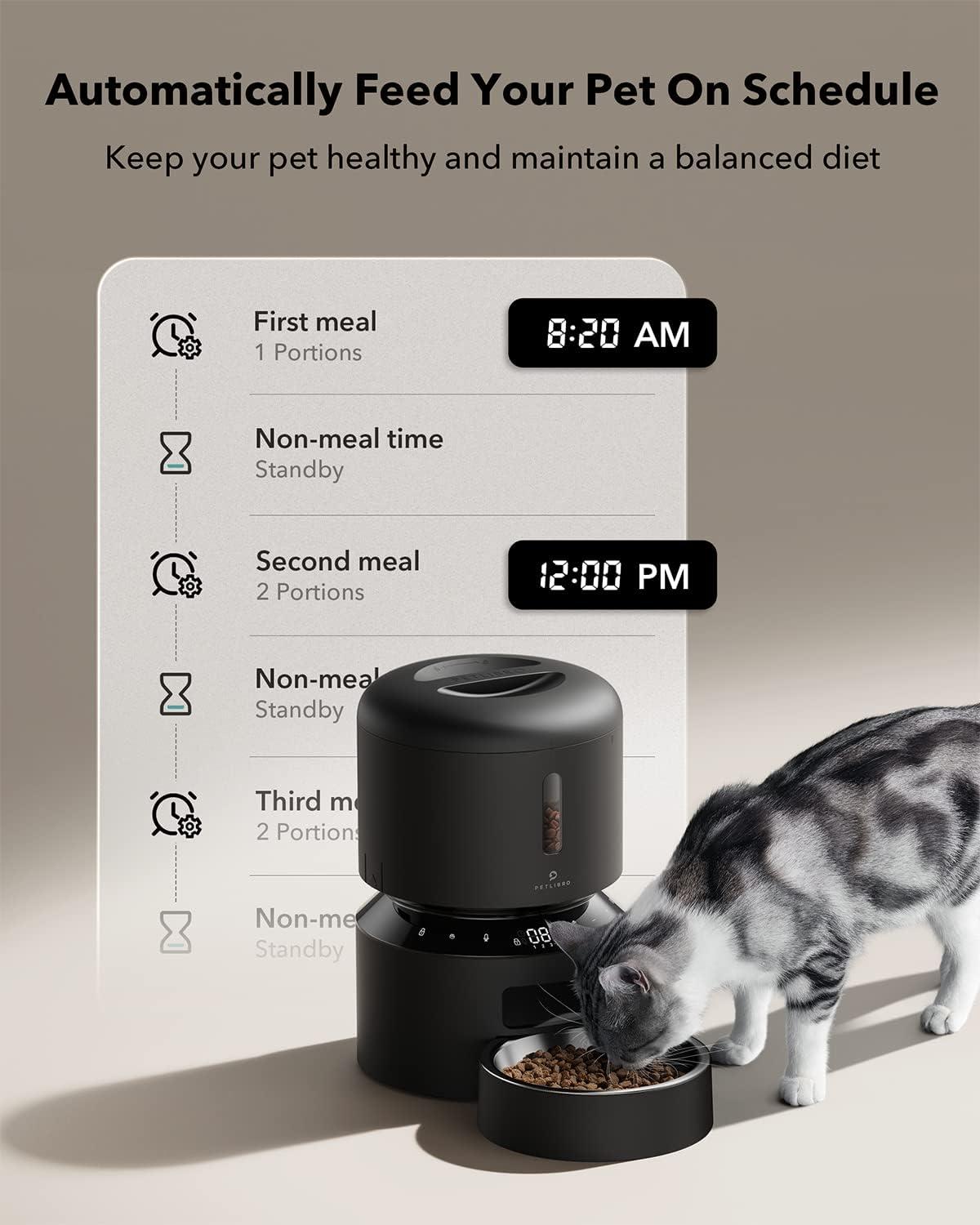 Black Automatic Pet Feeder with LED Display and Timer