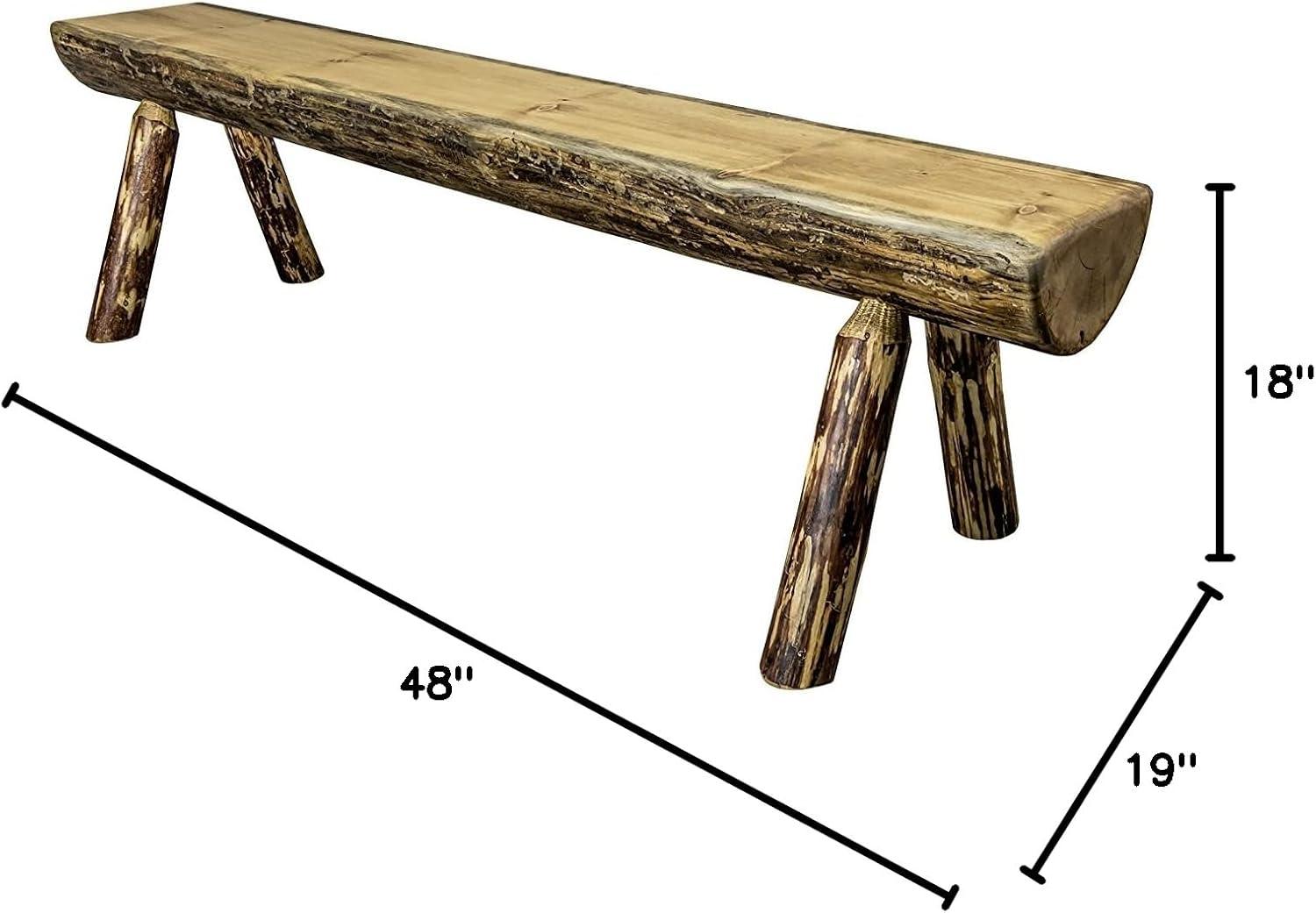 Glacier Country Collection Half Log Bench, Exterior Stain Finish, 45 Inch