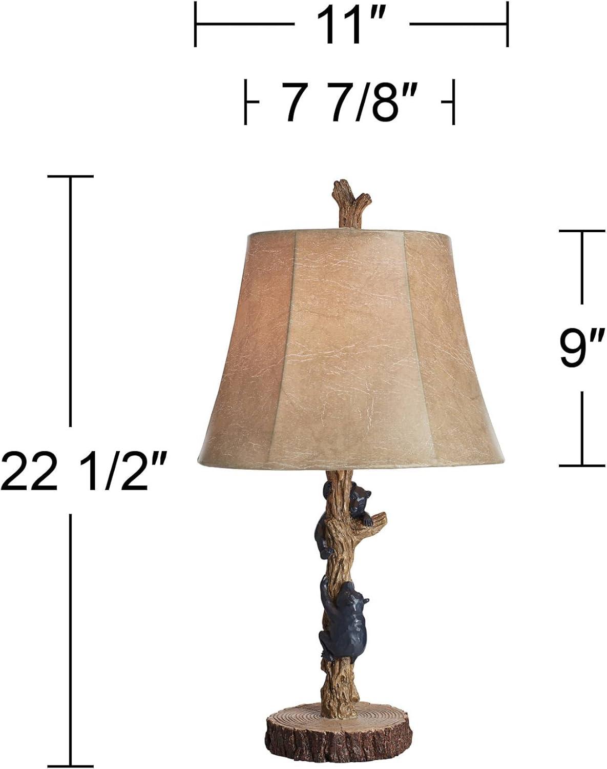 John Timberland Climbing Bears 22 1/2" High Small Rustic Style Accent Table Lamps Set of 2 USB Port Brown Black Wood Finish Living Room Charging