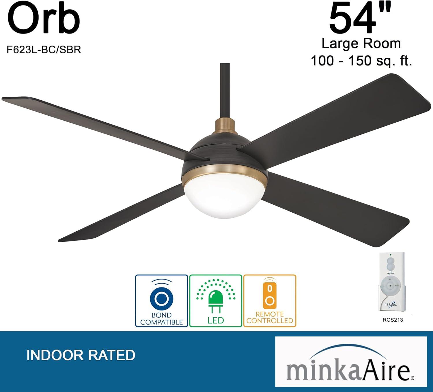 54" 4 - Blade LED Standard Ceiling Fan with Remote Control and Light Kit Included