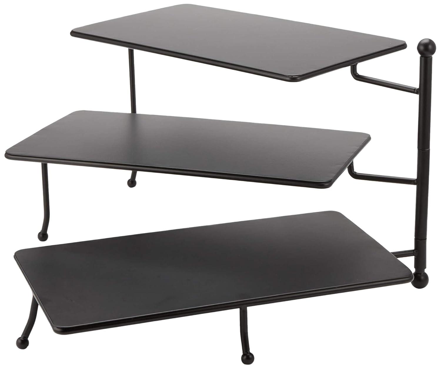 Black Metal Foldable Three-Tier Rectangular Display Stand