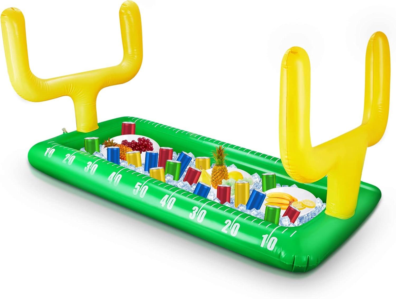 True Zoo Inflatable Football Field Cooler Bar, Party Drink Cooler, Novelty Inflatable Beer Cooler, Ice Bucket, 511" x 118", Set of 1